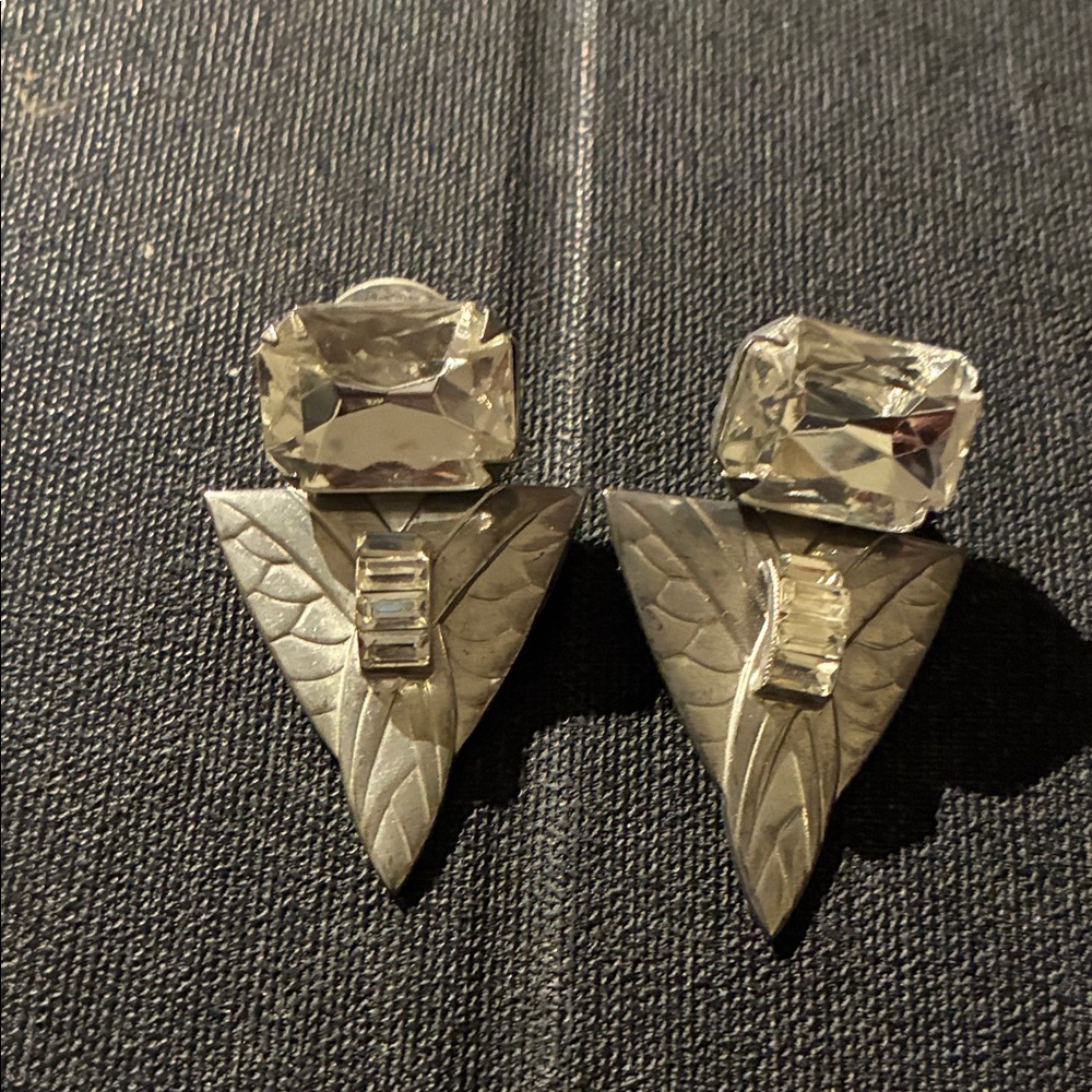 Silver Earrings with Clear Stones